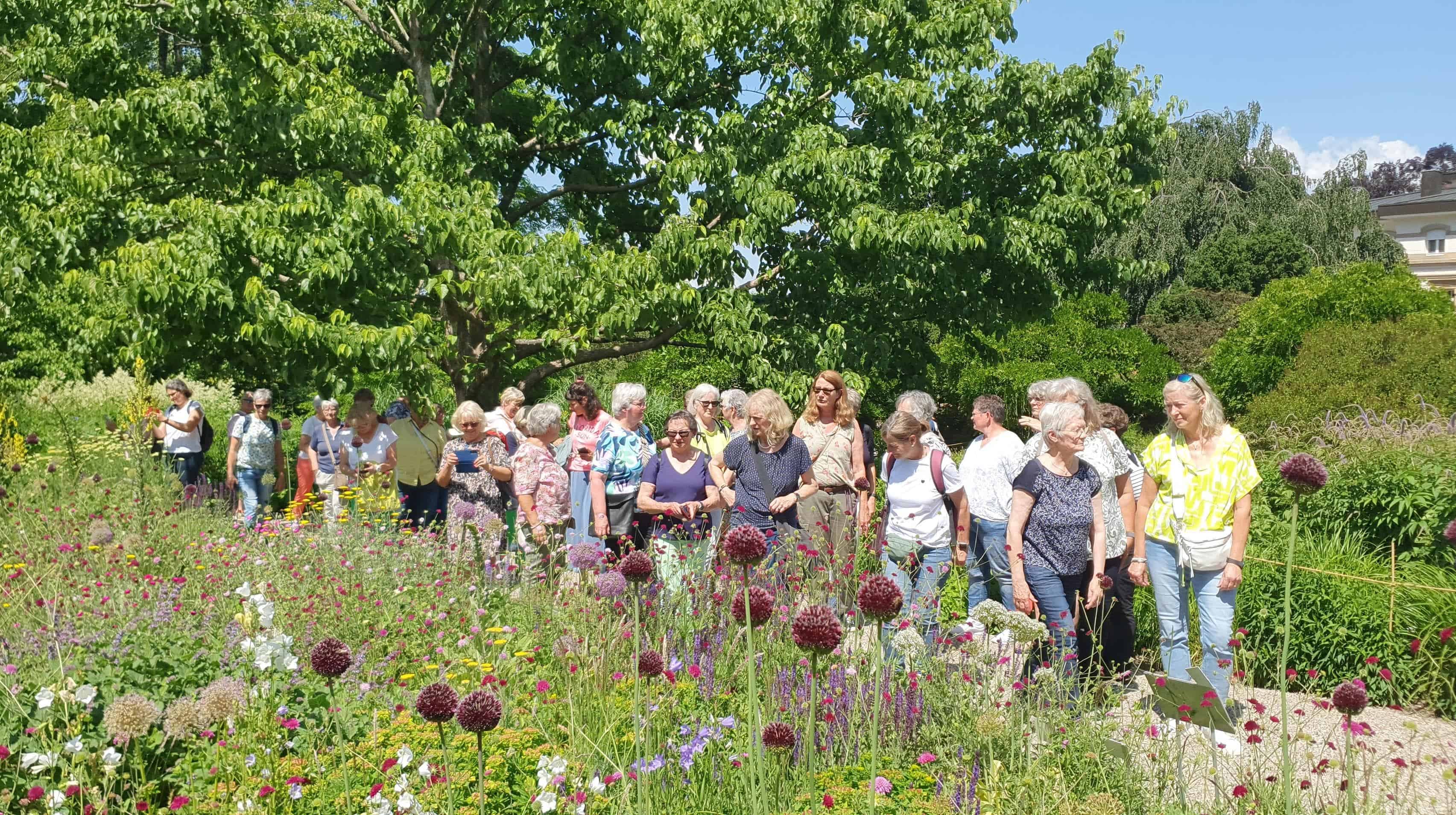 Die Klimagärtner*innen des LandFrauenverbandes Frischer Wind e.V. besuchen den Schau- und Sichtungsgarten Hermannshof in Weinheim