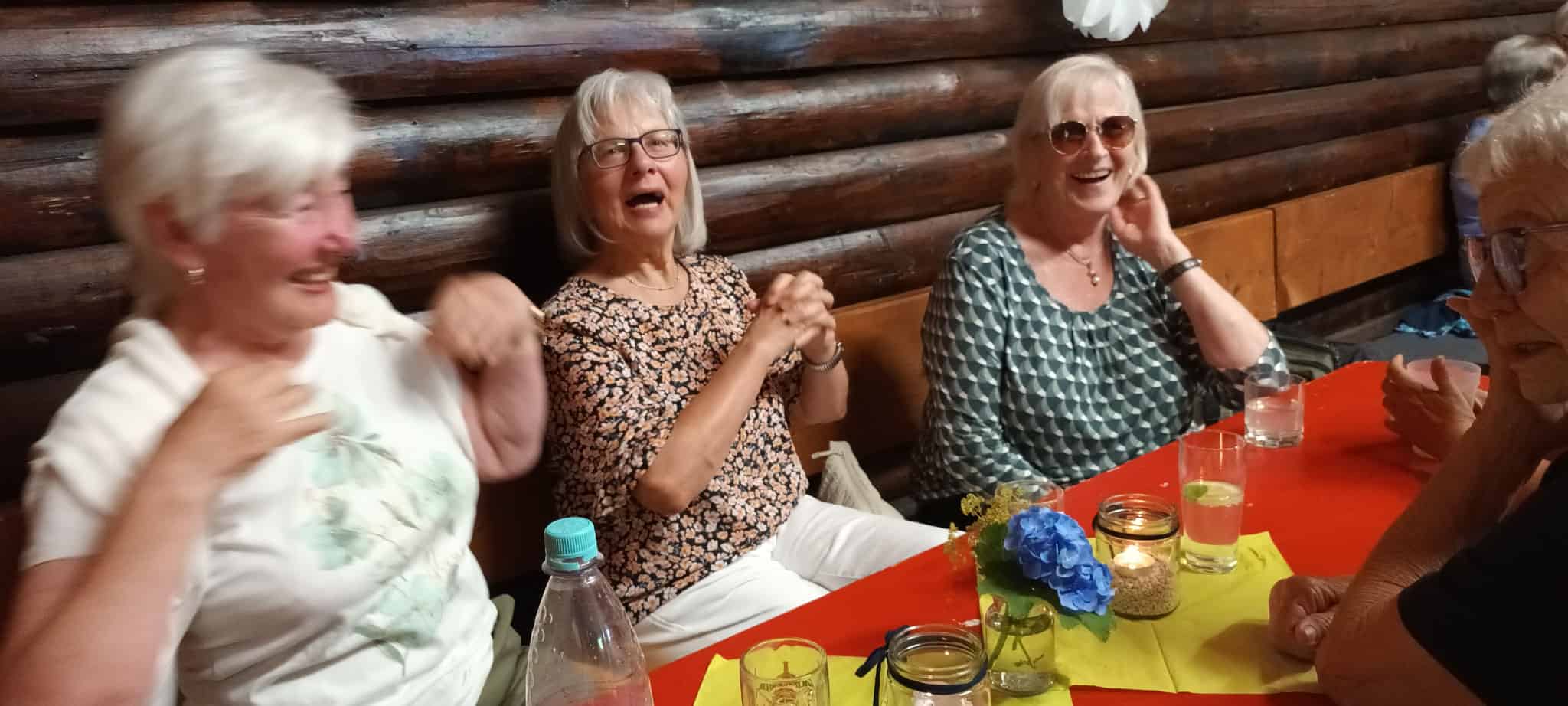 Landfrauen beim gemeinsamen Feiern am Tisch