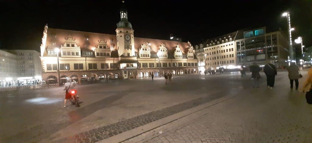 Leipziger Marktplatz bei Nacht